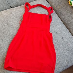Red backless party dress
